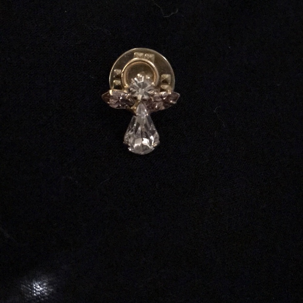Angel CZ and Light Brown Gemstone Pin